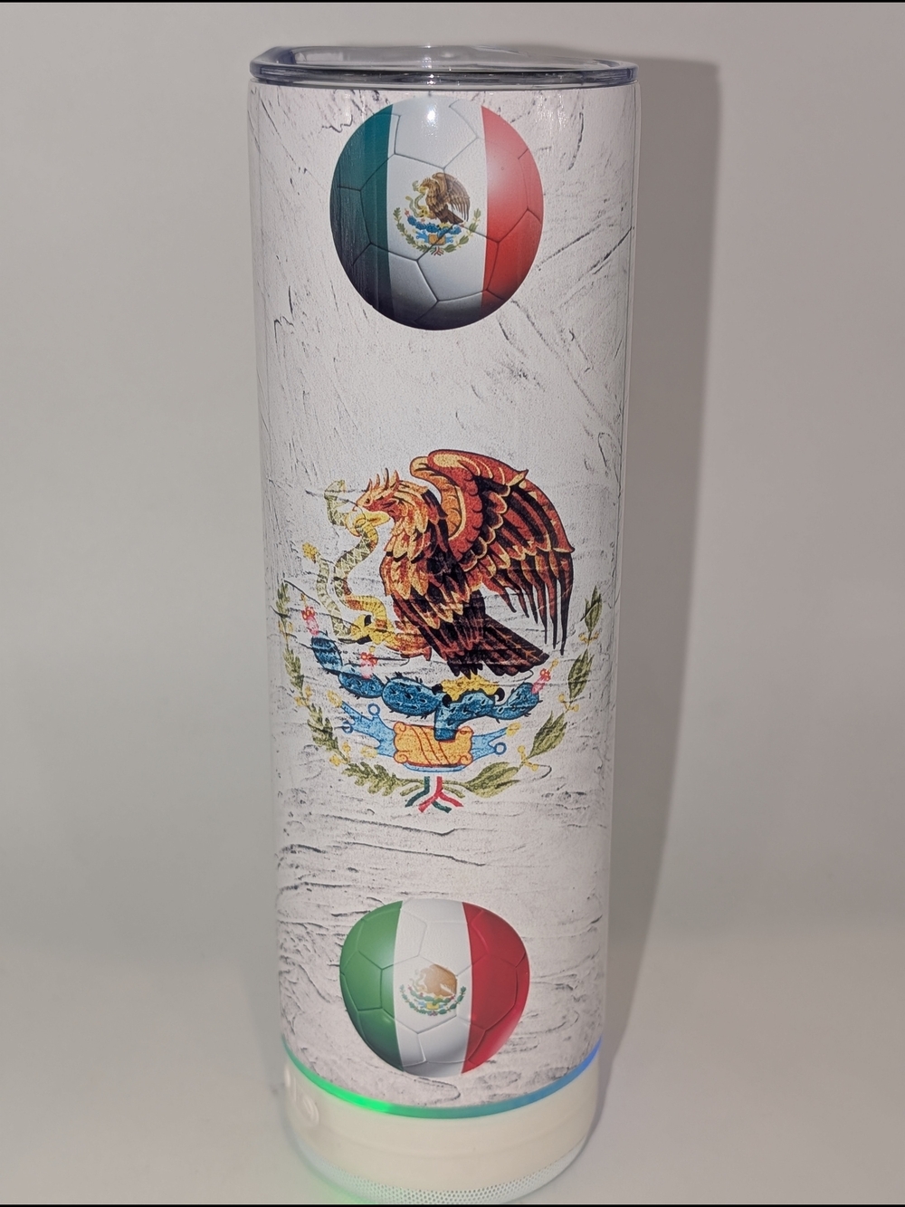 Mexican Flag Emblem Soccer Inspired Bluetooth Audio Tumbler - Brand new